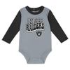 Infant Black Las Vegas Raiders Double Up Long Sleeve Bodysuit and Pants Set view 2