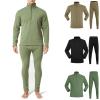Cambkatl Thermal Underwear Sets for Men 1/4 Zipper Stand Collar Fleece Lined Warm Winter Base Layer Pajamas Sets view 2