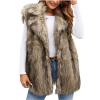 2024 Womens Faux Fur Vest Winter Warm Fleece Sherpa Coat Fluffy Shaggy Sleeveless Jacket Casual Fuzzy Outerwear Vest view 1