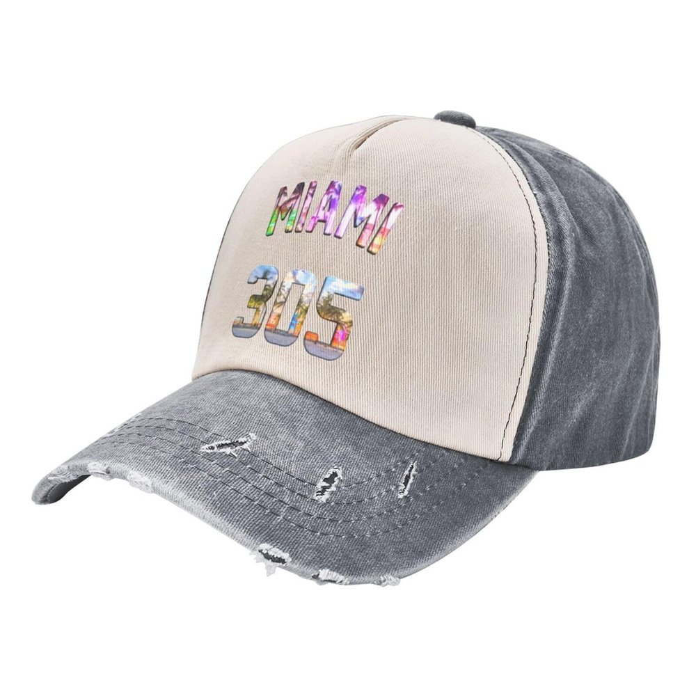 AIZBEGDLU Miami 305 Men and Women Baseball Cap Cotton Trucker Hat Gray
