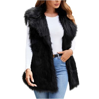 2024 Womens Faux Fur Vest Winter Warm Fleece Sherpa Coat Fluffy Shaggy Sleeveless Jacket Casual Fuzzy Outerwear Vest