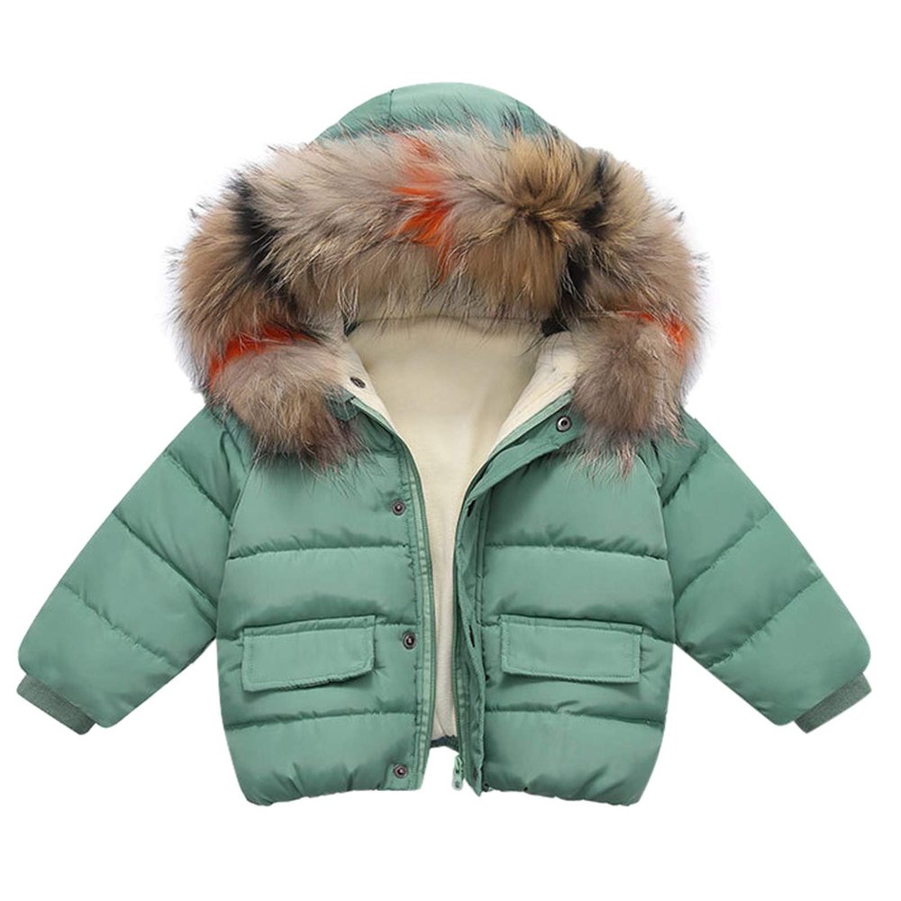 KAGAYD Hooded Down Jacket for Kids Toddler Girls Packable Down-Alternative Warm Coat Solid Outerwear (Green, 4-5 Years)