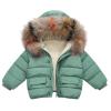 KAGAYD Hooded Down Jacket for Kids Toddler Girls Packable Down-Alternative Warm Coat Solid Outerwear (Green, 4-5 Years) view 1