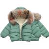 KAGAYD Hooded Down Jacket for Kids Toddler Girls Packable Down-Alternative Warm Coat Solid Outerwear (Green, 4-5 Years) view 2