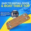 Teak Luxury Pontoon Boat Tabletop - Mount Any Table Post Bracket to the Underside of the Top - No-Wobble Pontoon Table Flush Mount Design - Universal Mounting Plate Included  Available in 6 Colors view 2