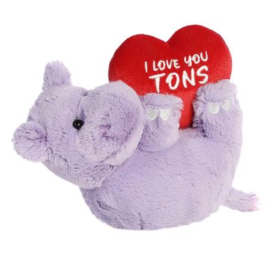 Aurora Heartwarming Valentine I Love You Tons Stuffed Animal - Soft Keepsake for Loved Ones - Perfect for Decorating Rooms and Valentine's Day - Hippo 11 Inches