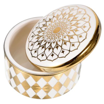 RRULNVGYQ Box Jewelry Holder Earring Storage Small Ceramic Jewelry Trinket Case Necklace Holder Earring Organizer Holder Storage Cases for Jewelry Ceramics White Porcelain Desktop/749