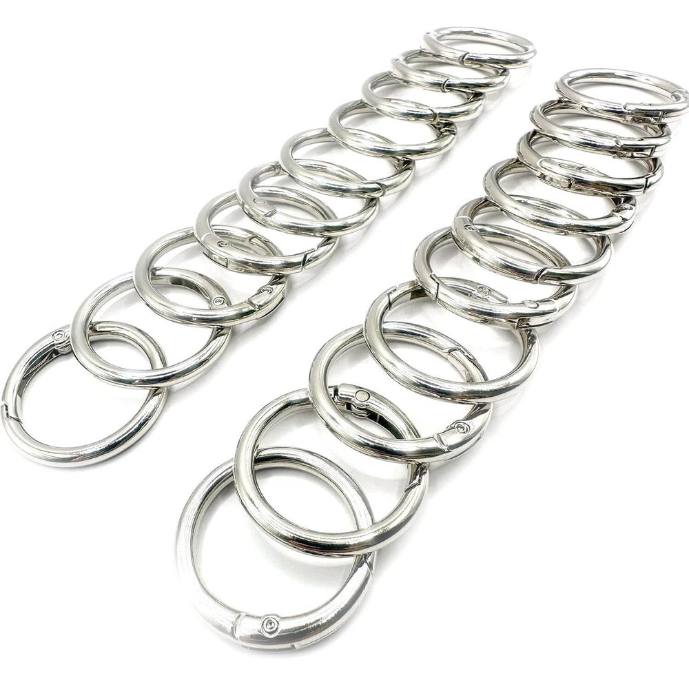 20 Pack 1 Inch Carabiner Clip, Spring O Rings Metal Alloy Purse Clip, Round Keyring Buckle Clips, Small Keychain Hook Clip for Key Bag(Silver)