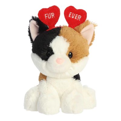 Aurora Heartwarming Love On The Mind Furever Calico Cat Stuffed Animal - Soft Keepsake for Loved Ones - Perfect for Decorating Rooms and Valentine's Day - Multicolor 6 Inches
