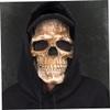 Nirelief Creepy Halloween Mask Scary Full Head Skull Masks with Moving Jaw Realistic Latex Skeleton Props Cosplay Party Costume Scary Halloween Mask Creepy Costume for Adult Human Skeleton Mask view 3