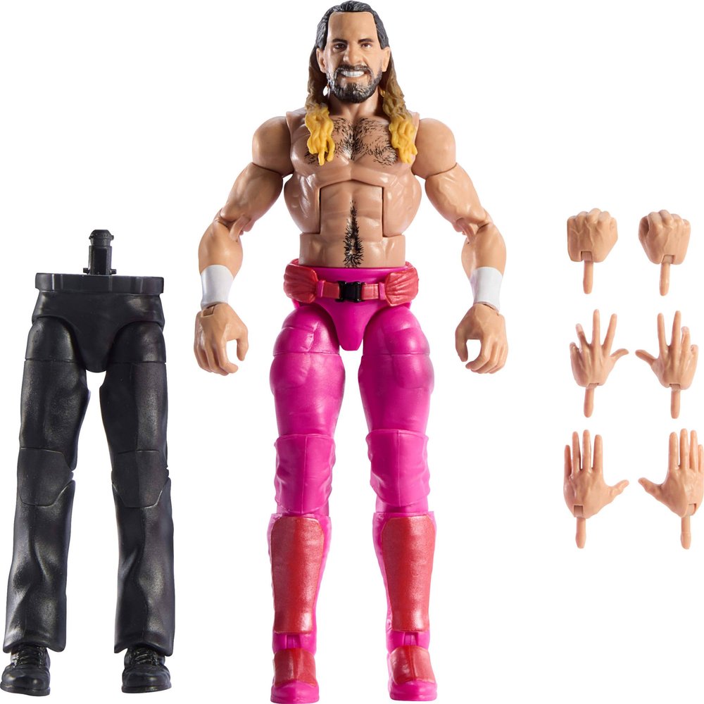 Mattel WWE Elite Collection Action Figure & Accessories, Premium Live Event Seth Freakin Rollins Set, Wrestlemania with Howard Finkel Build-A-Figure Parts