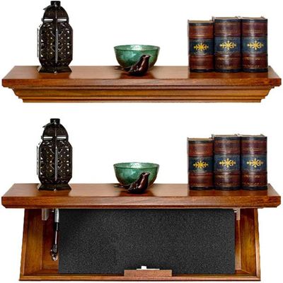 Tactical Traps Patriot 35S Compact Gun Shelf with Trap Door | Compact Firearm Storage with RFID Lock | Easy Installation | Secure & Safe Compartment | 22 X 10 X 4 - Dark Walnut