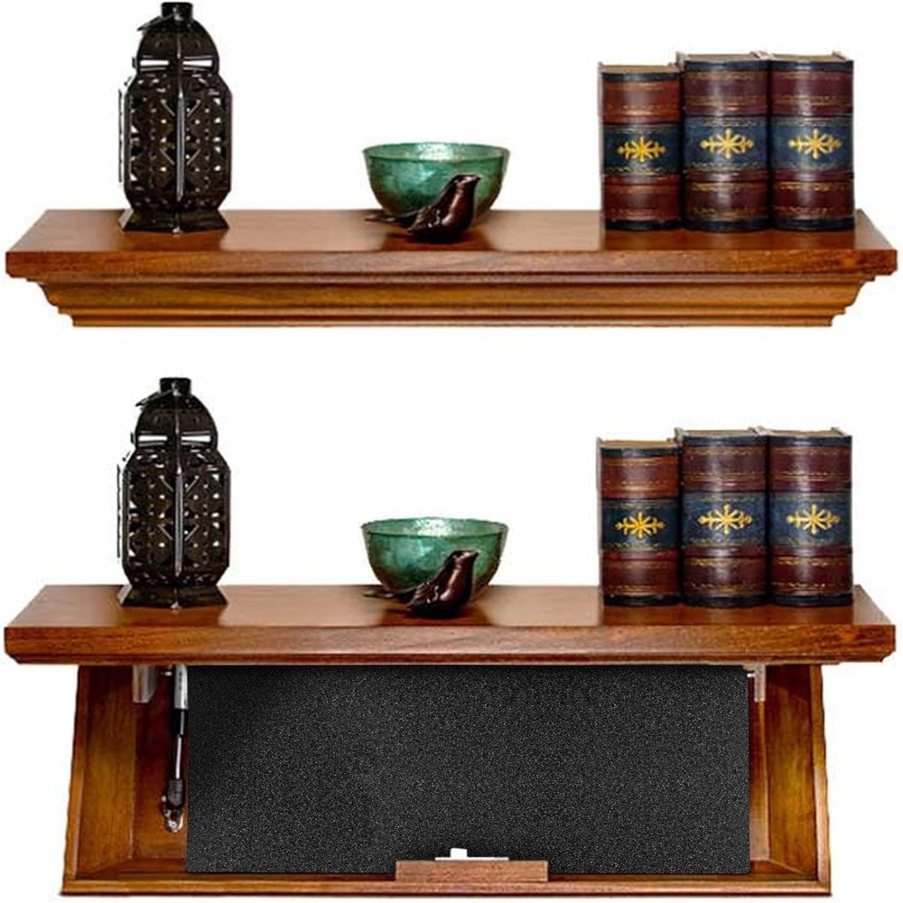Tactical Traps Patriot 35S Compact Gun Shelf with Trap Door | Compact Firearm Storage with RFID Lock | Easy Installation | Secure & Safe Compartment | 22 X 10 X 4 - Dark Walnut