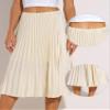 Allegra K Pleated Skirt for Women's Elastic Waist A-line Swing High Waist Skirts Large Beige view 2