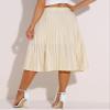 Allegra K Pleated Skirt for Women's Elastic Waist A-line Swing High Waist Skirts Large Beige view 3