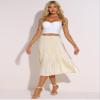 Allegra K Pleated Skirt for Women's Elastic Waist A-line Swing High Waist Skirts Large Beige view 4