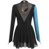 AFAVOM Figure Ice Skating Dress for Women Long Sleeve Glitters Ballet Dance Dress Sparkle Gymnastics Competition Dancewear Dress Performance Lyrical Ruffle Mesh Costume Skirted Leotards Blue XS view 2