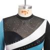 AFAVOM Figure Ice Skating Dress for Women Long Sleeve Glitters Ballet Dance Dress Sparkle Gymnastics Competition Dancewear Dress Performance Lyrical Ruffle Mesh Costume Skirted Leotards Blue XS view 3