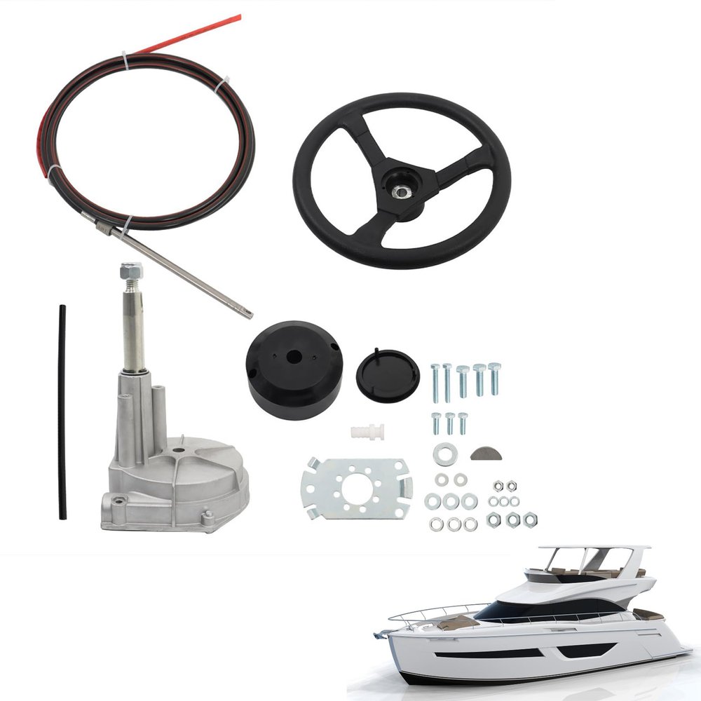munirater 14 Feet Boat Rotary Steering System Outboard Kit Replacement for Yachts Fishing Boats