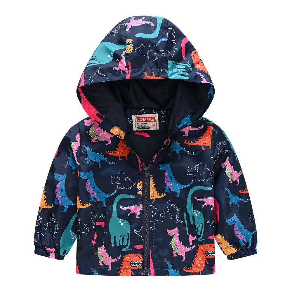 Toddler Boys Girls Floral Printed Coats Windproof Jacket Hooded Trench Lightweight Zipper Hooded (Pink-1, 2-3 Years)