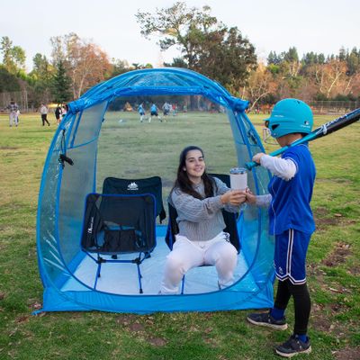 All Weather Proof Pod Sports Tent,Outdoor Weather Tent Sports Pod Pop Up Shelter with Sealed Floor,Pop Up Screen House with Carry Bag,Screen Room for Sport Event,Camping,Fishing-63"x63"x62"Blue
