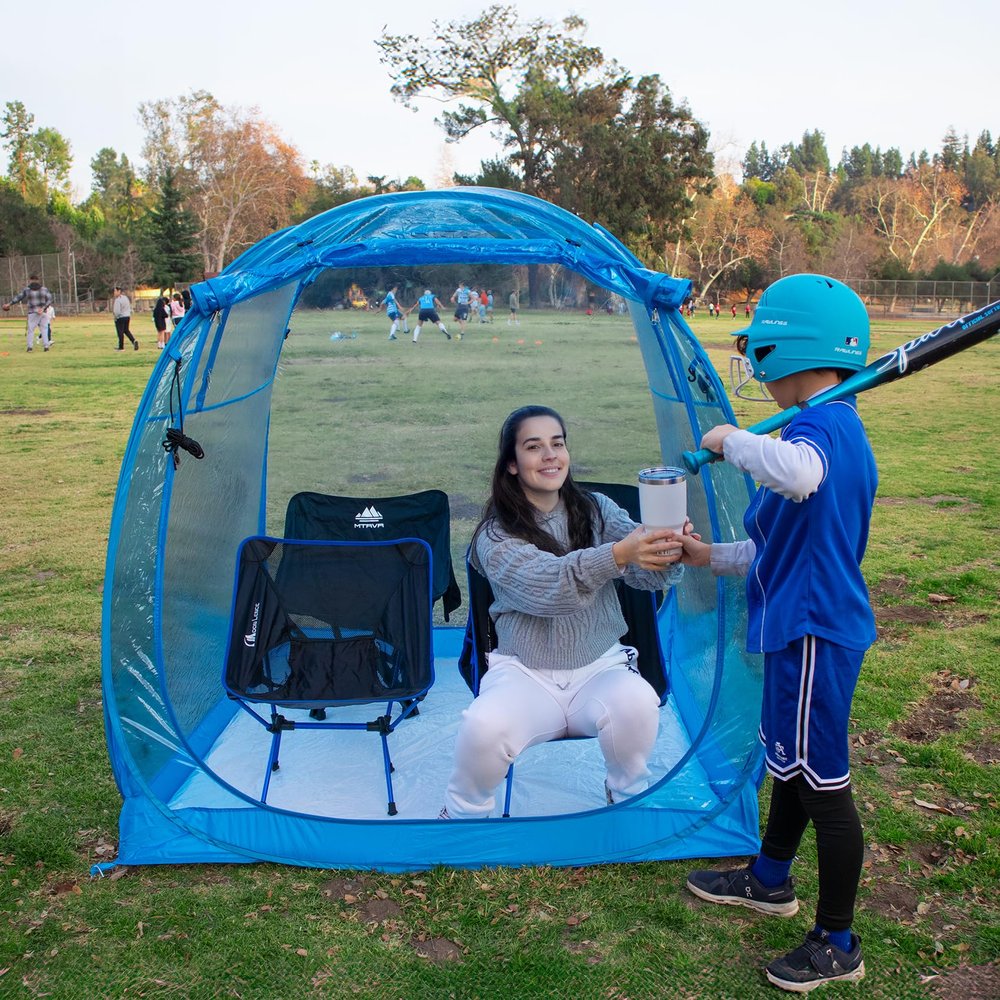 All Weather Proof Pod Sports Tent,Outdoor Weather Tent Sports Pod Pop Up Shelter with Sealed Floor,Pop Up Screen House with Carry Bag,Screen Room for Sport Event,Camping,Fishing-63"x63"x62"Blue