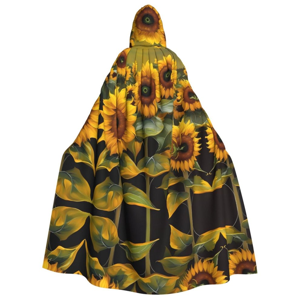 YQxwJL Sunflowers Print Men Hooded Cloak,Wizard Hooded Robe,Witch Cape Cosplay Costume Halloween Party Capes