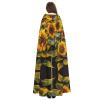 YQxwJL Sunflowers Print Men Hooded Cloak,Wizard Hooded Robe,Witch Cape Cosplay Costume Halloween Party Capes view 4