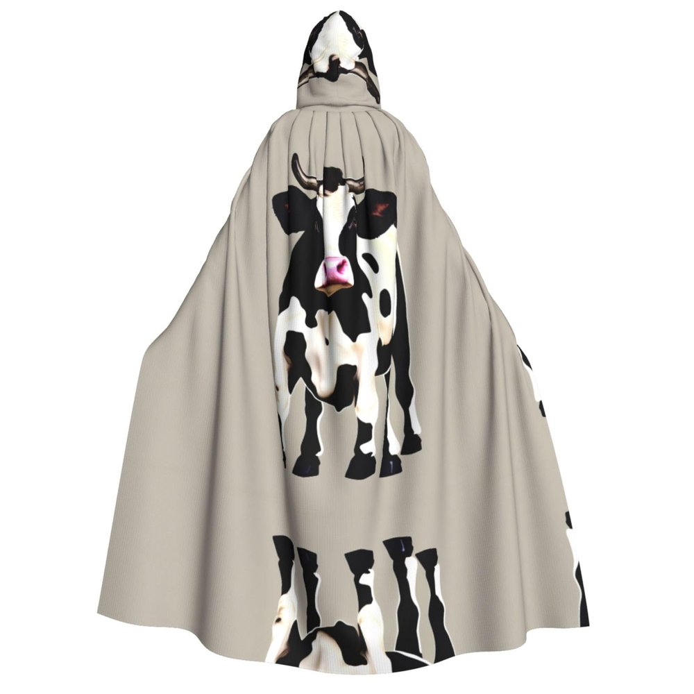 YQxwJL Cow Black Spot Print Men Hooded Cloak,Wizard Hooded Robe,Witch Cape Cosplay Costume Halloween Party Capes