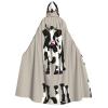 YQxwJL Cow Black Spot Print Men Hooded Cloak,Wizard Hooded Robe,Witch Cape Cosplay Costume Halloween Party Capes view 1
