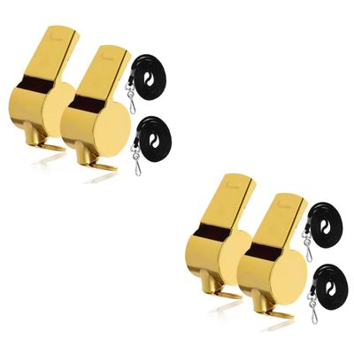 Anneome 4pcs Stainless Steel Whistle Lanyard Loud Outdoor Racing Whistle for Sports Emergency Situations and Party Favors and Easy to Use