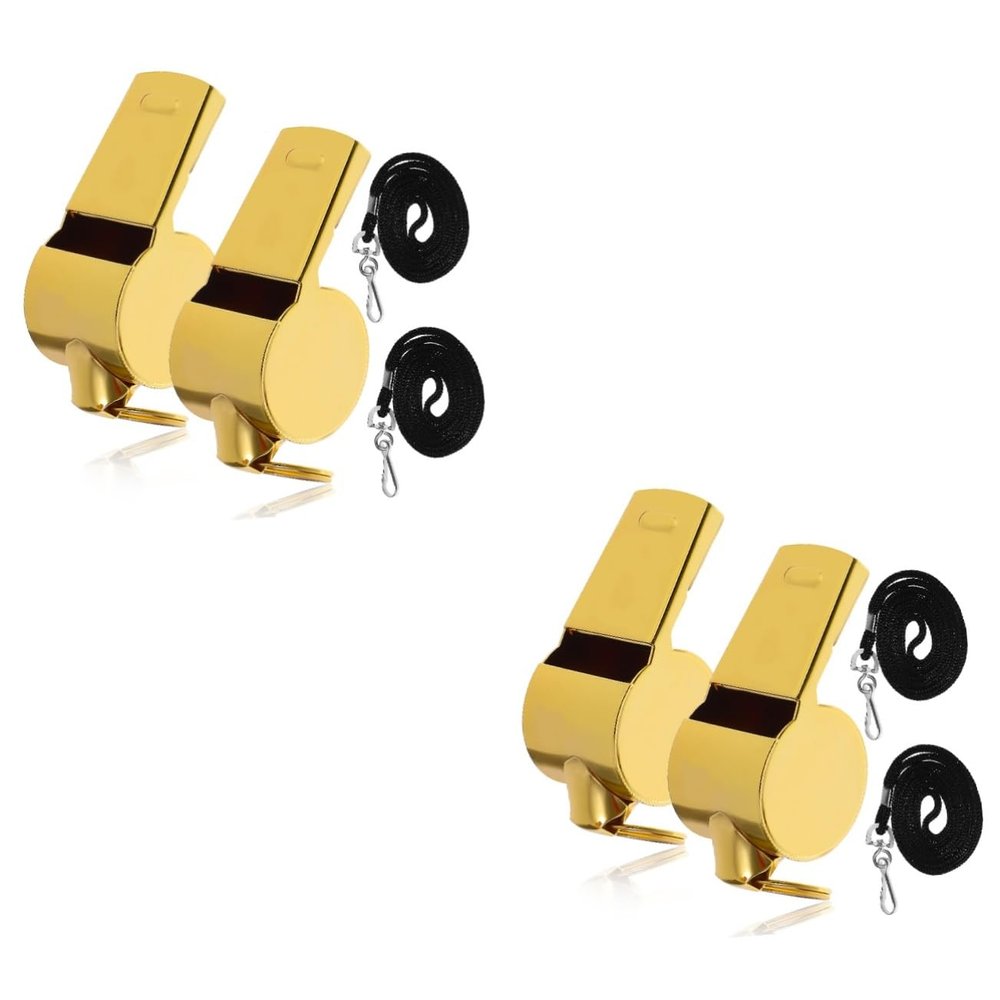 Anneome 4pcs Stainless Steel Whistle Lanyard Loud Outdoor Racing Whistle for Sports Emergency Situations and Party Favors and Easy to Use