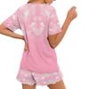 CLOHOMIN Axolotl Short Sleeve Pajama Tops for Women with Ruffle Shorts 2 PCS Women's Sleepwear Pajamas Skin Friendly Round Neck Sleep Set Size 3XL, Pink view 3
