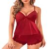 Avidlove Sexy Lace Trim Pajamas Women Pajama Sets Sexy Sleepwear Cami Pj Sets Lingerie for Women 2 Piece Set(Wine Red,L) view 1