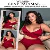 Avidlove Sexy Lace Trim Pajamas Women Pajama Sets Sexy Sleepwear Cami Pj Sets Lingerie for Women 2 Piece Set(Wine Red,L) view 4
