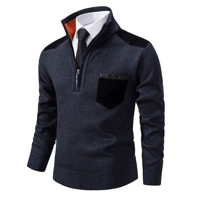 Muscularfit Mens Pullover Sweater Polo Long Sleeve Quarter Zip Golf Knitted Sweaters Slim Fit Knitted Knitwear Winter Coat Prime Big Deal Days October 8-9 Men Mens Quarter Zip Golf Shirt Navy XL