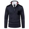 Muscularfit Mens Pullover Sweater Polo Long Sleeve Quarter Zip Golf Knitted Sweaters Slim Fit Knitted Knitwear Winter Coat Prime Big Deal Days October 8-9 Men Mens Quarter Zip Golf Shirt Navy XL view 3