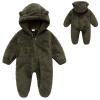 Baby Fleece Jumpsuits Cute Bear Ear Coat Thick Boys Snowsuit Girls Hooded Romper Winter (Army Green-g, 0-3 Months) view 3