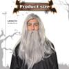 Hperu Wizard Beard Wizard Beard and Wig 1Set Long Grey Magician Wizard Costume Heat Resistant Fiber Costume Wig Santa Halloween Costumes Cosplay Accessory for Adults view 4