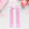 BLULILY Women Halloween Over Knee Long Socks Skeleton Print Sweet Bowknot Thigh High Stockings Holiday Party Tights Hosiery view 3