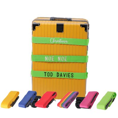 Customized Embroidered Luggage Strap - Personalized Name/Text, Adjustable Secure Suitcase Belt for Easy Identification, for Travelers (Green)