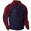 XUNRYAN Men's Corduroy Sweatshirt Casual Long Sleeve Stand Collar Quarter Button Pullover Sweatshirts Jacket Winter Fall Tops view 1