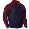 XUNRYAN Men's Corduroy Sweatshirt Casual Long Sleeve Stand Collar Quarter Button Pullover Sweatshirts Jacket Winter Fall Tops view 2