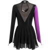 AFAVOM Figure Ice Skating Dress for Women Long Sleeve Glitters Ballet Dance Dress Sparkle Gymnastics Competition Dancewear Dress Performance Lyrical Ruffle Mesh Costume Skirted Leotards Purple S view 2