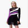 AFAVOM Figure Ice Skating Dress for Women Long Sleeve Glitters Ballet Dance Dress Sparkle Gymnastics Competition Dancewear Dress Performance Lyrical Ruffle Mesh Costume Skirted Leotards Purple S view 3