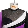AFAVOM Figure Ice Skating Dress for Women Long Sleeve Glitters Ballet Dance Dress Sparkle Gymnastics Competition Dancewear Dress Performance Lyrical Ruffle Mesh Costume Skirted Leotards Purple S view 4