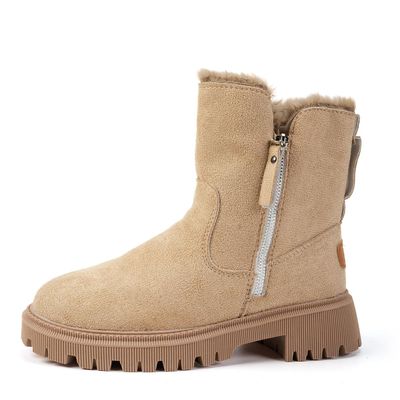 Winter Fashion Insulated Boots - Mid-Calf Faux Fur Lined Snow Boots for Women (Apricot, Adult, Women's, 6.5, Digital, US Shoe System, Medium (Medium))