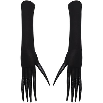 Lorilida Scary Devil Long Nails Claw Gloves Detachable Fingernails Long Gloves Cosplay Accessory for Halloween Black One Size