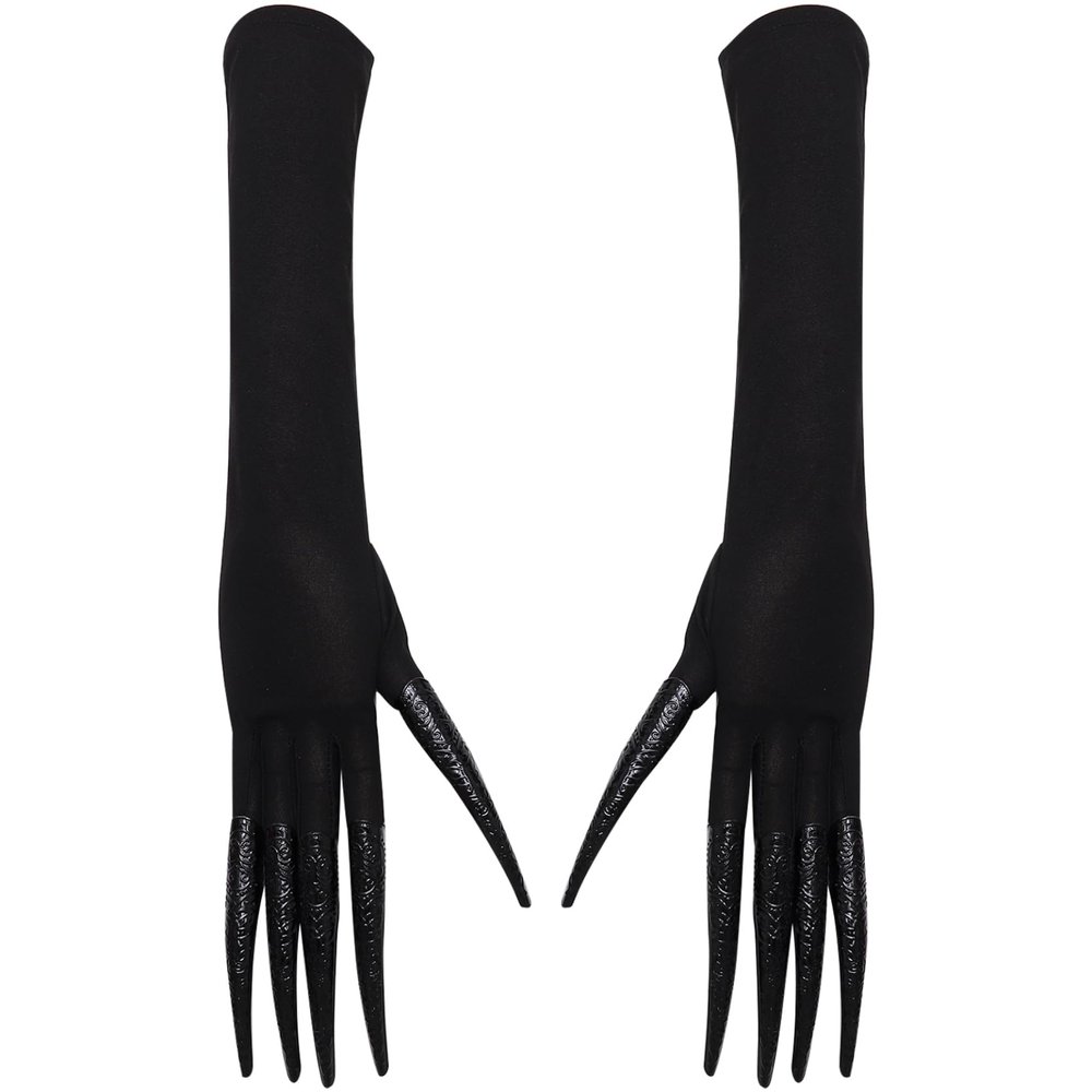 Lorilida Scary Devil Long Nails Claw Gloves Detachable Fingernails Long Gloves Cosplay Accessory for Halloween Black One Size