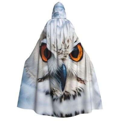 YQxwJL Snowy Owl Eyes Print Men Hooded Cloak,Wizard Hooded Robe,Witch Cape Cosplay Costume Halloween Party Capes